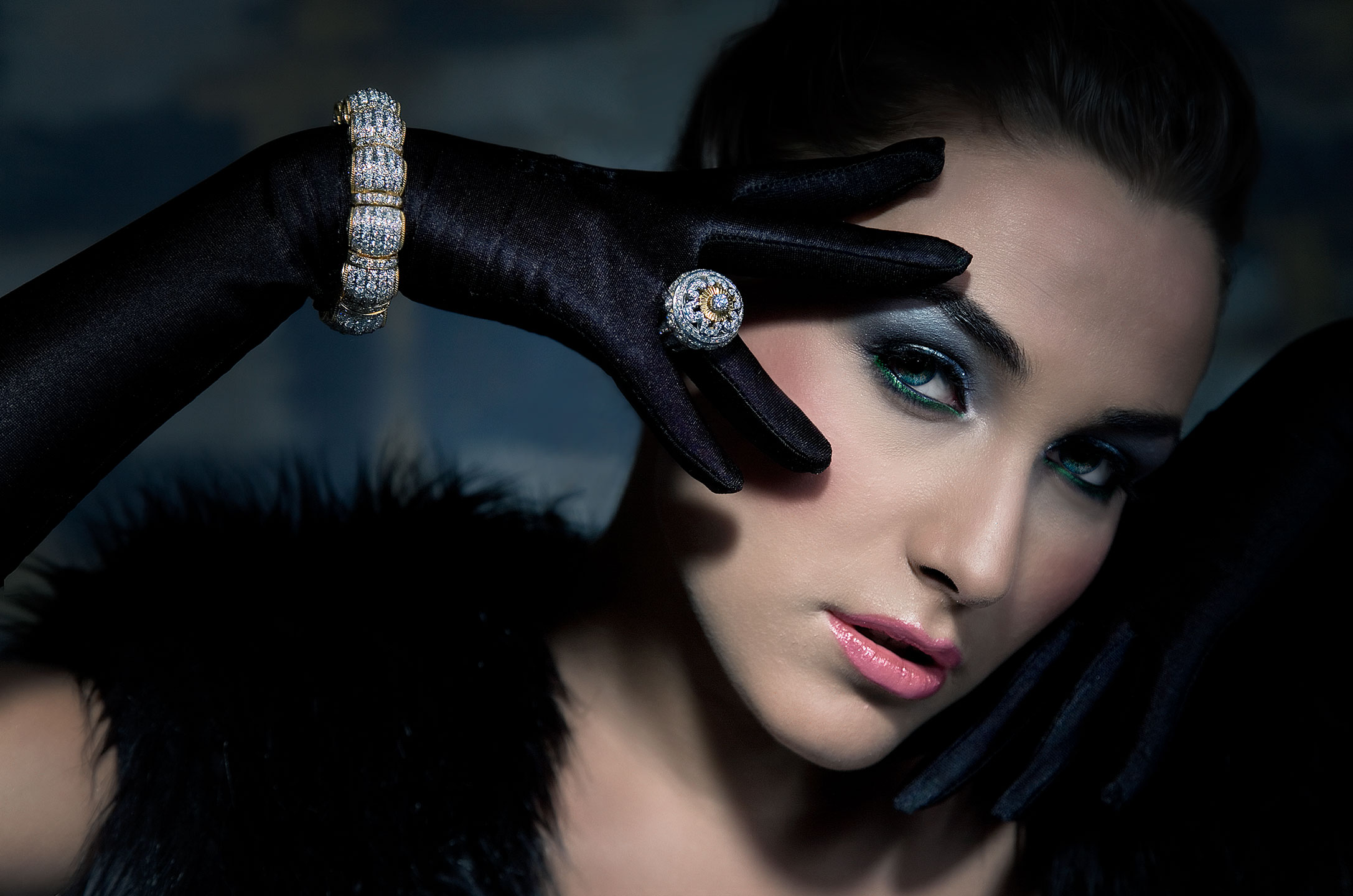 Jewelry model photography on set for LSZ Jewellers Dubai