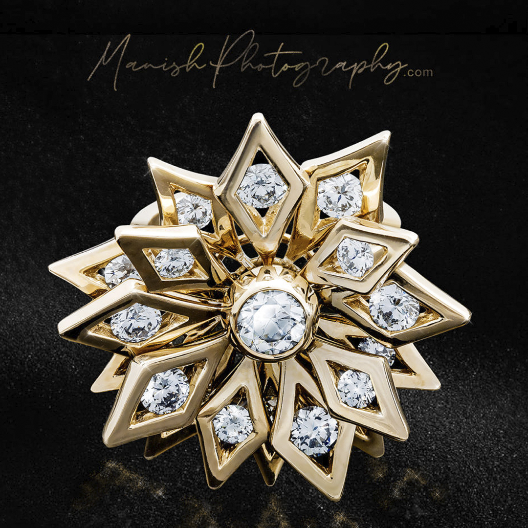 Jewellery Photography diamond sun ring by debeers
